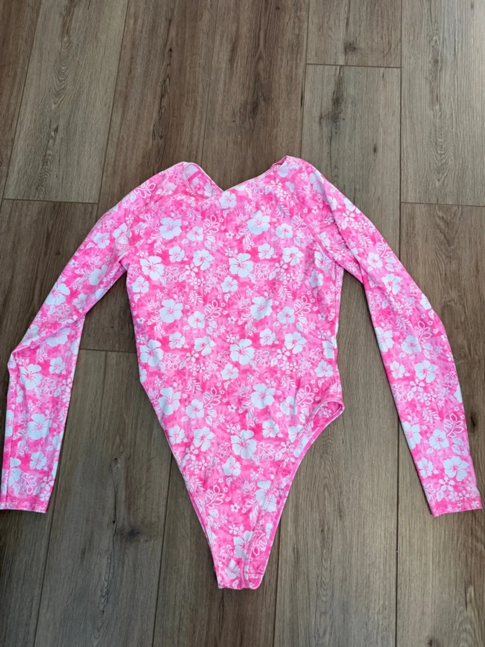 Kulani Kinis Pink & White Floral Long-Sleeve One-Piece Swimsuit